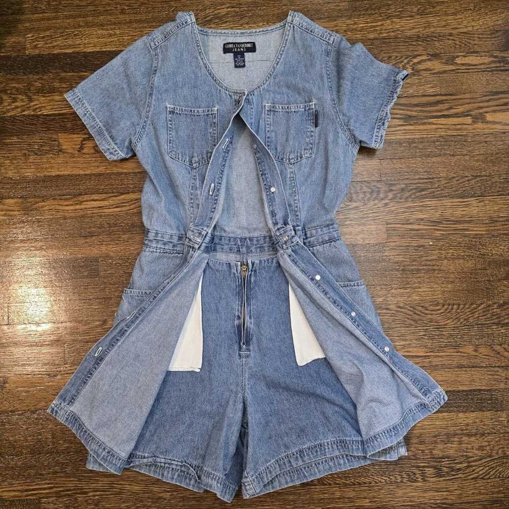 Vintage 90s Gloria Vanderbilt Denim Romper Womens… - image 4