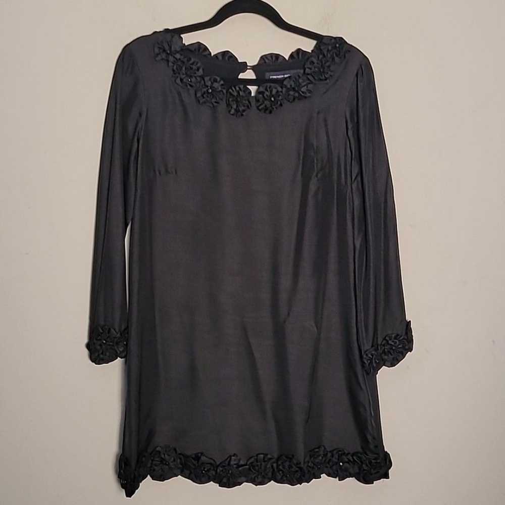 French Conection black silk shift dress Size 8 - image 2