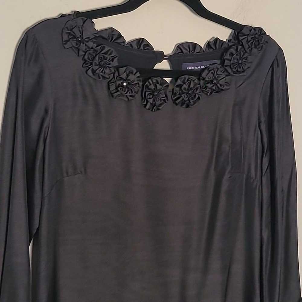 French Conection black silk shift dress Size 8 - image 3