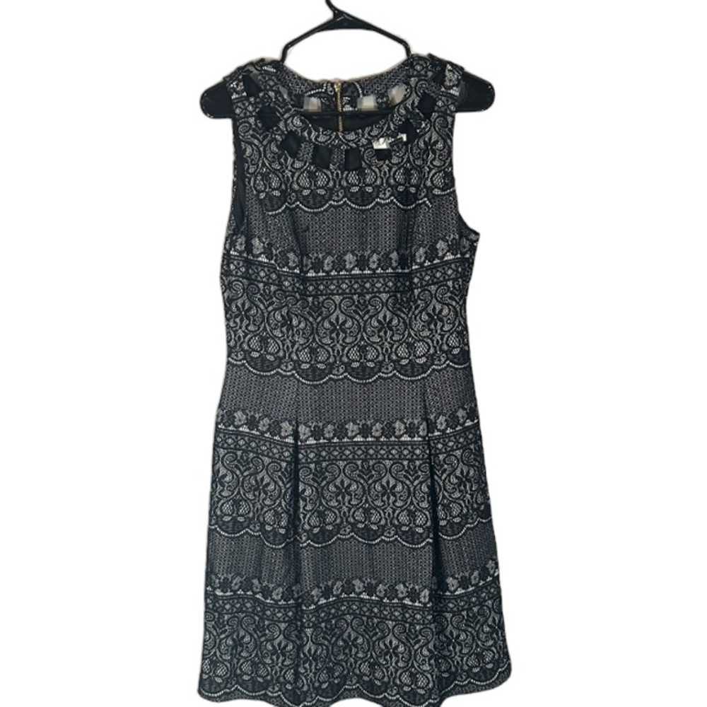 Eliza J Black Floral Lattice Sleeveless Formal Sh… - image 1