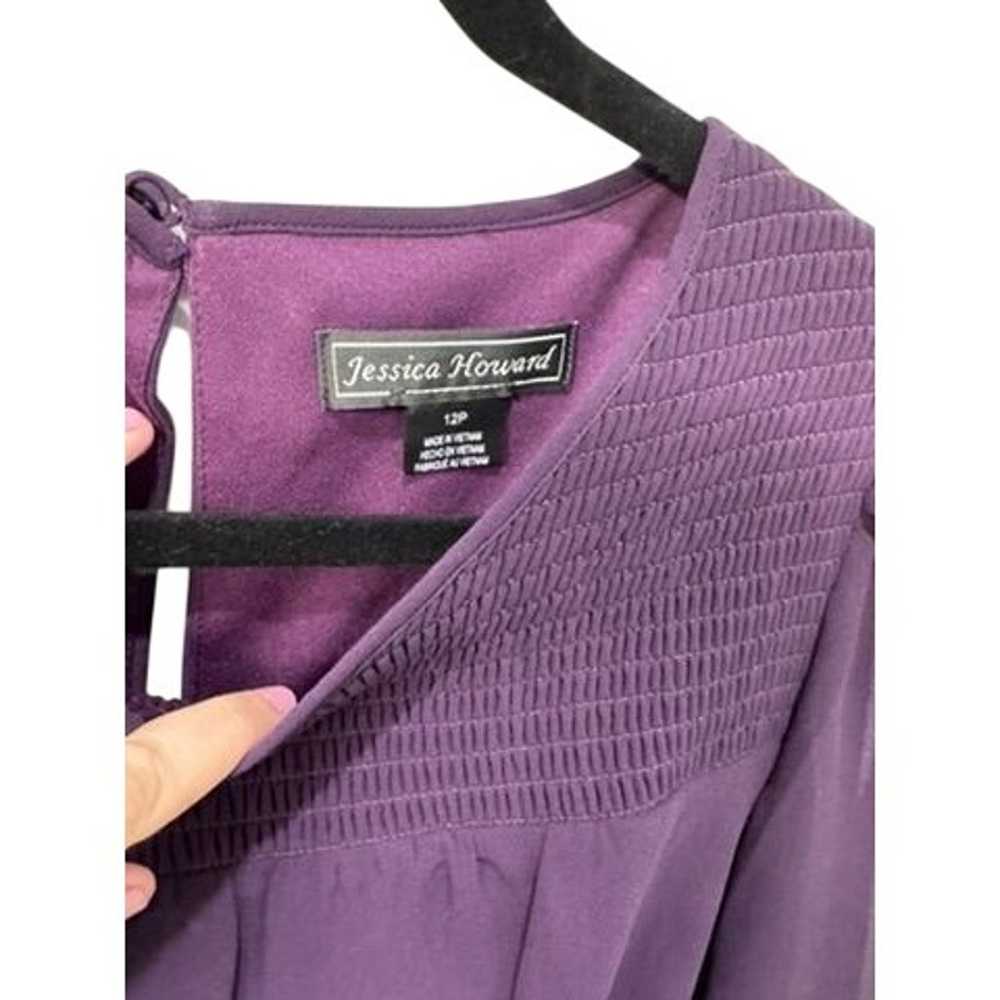 Purple Chiffon Dress Long Sleeve Jessica Howard 1… - image 2