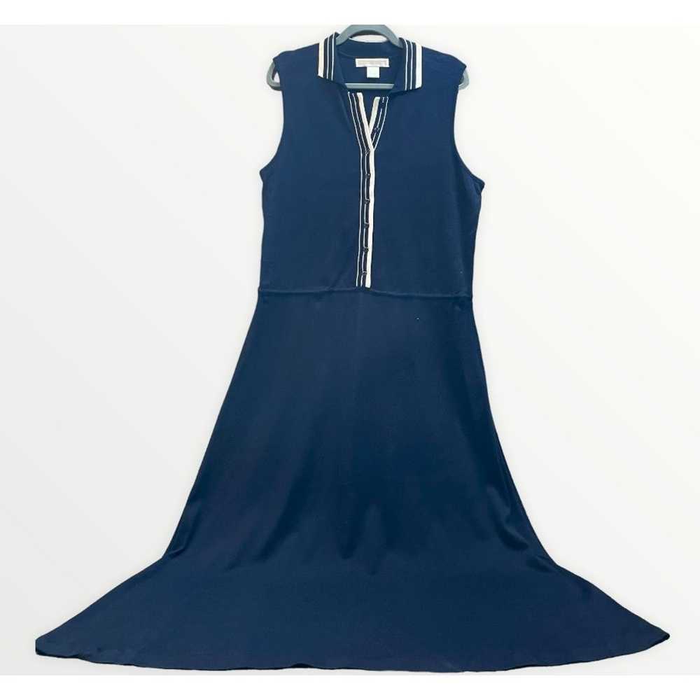 Preston & York Navy Long Knit Dress 100% Cotton S… - image 9