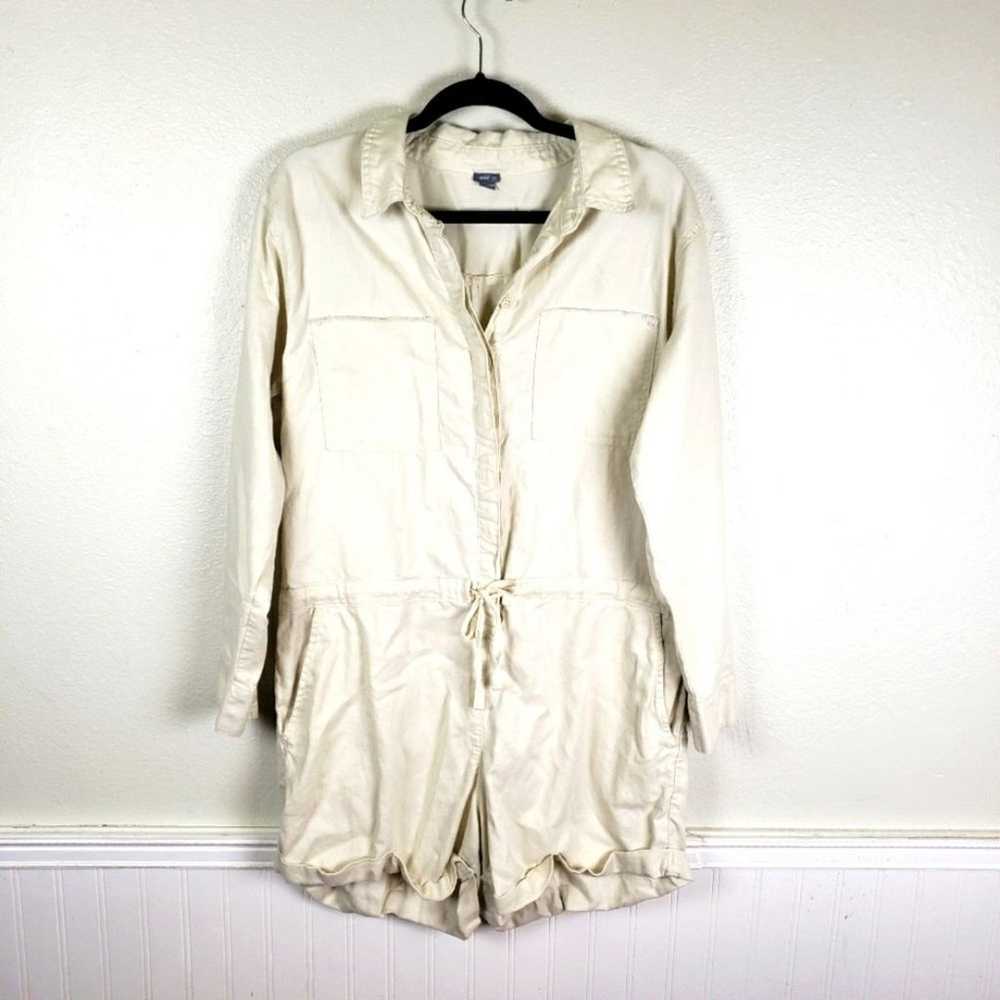 Women's Off White Linen Blend Long Sleeve Short R… - image 1