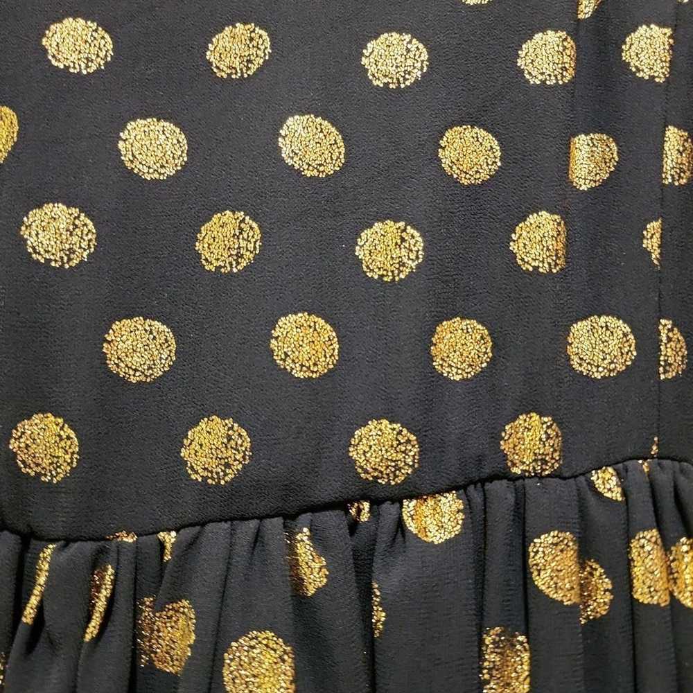 Modcloth Geode Black and Gold polka dot Dress Siz… - image 2