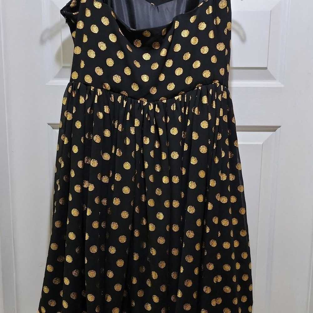 Modcloth Geode Black and Gold polka dot Dress Siz… - image 4