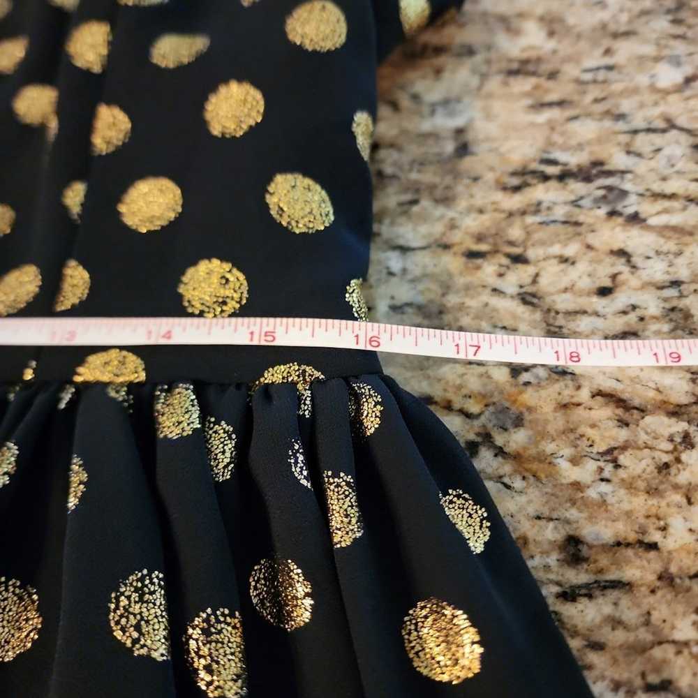 Modcloth Geode Black and Gold polka dot Dress Siz… - image 9