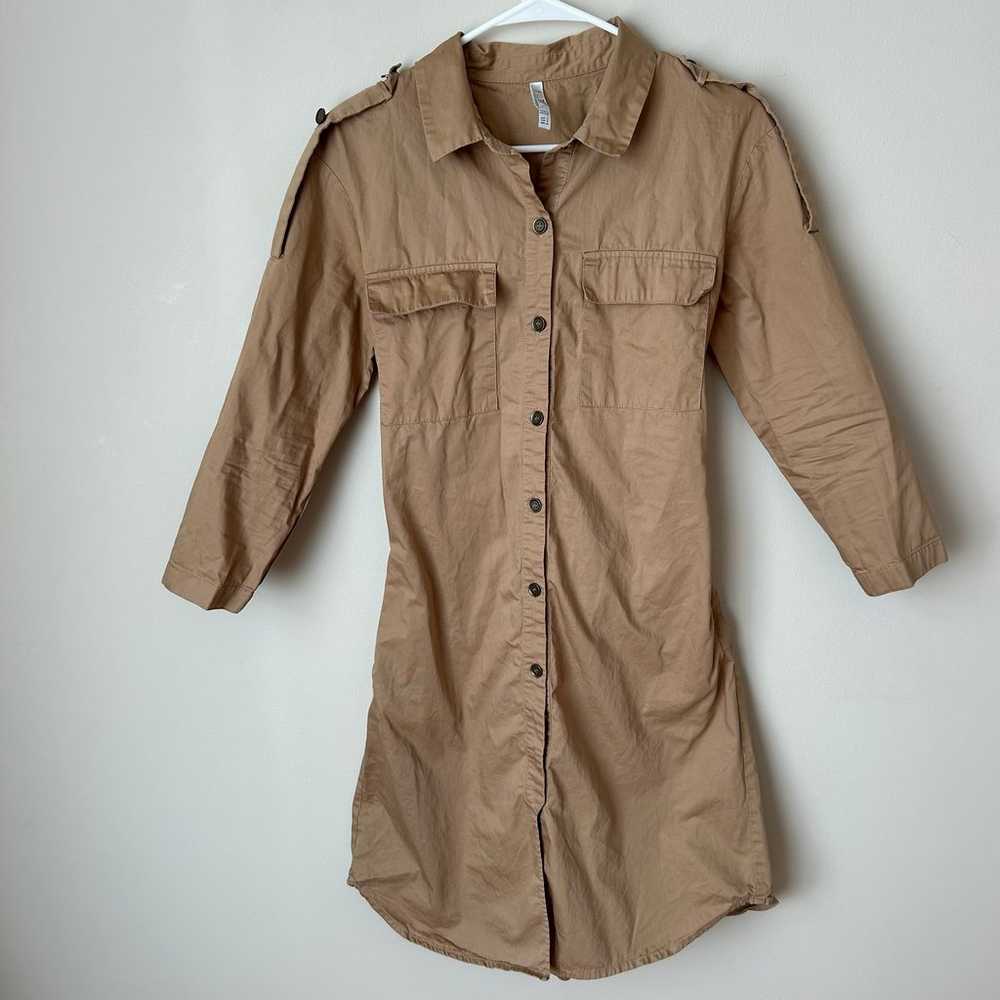 Zara TRF Collection Tan Button Down Shirt Trench … - image 2