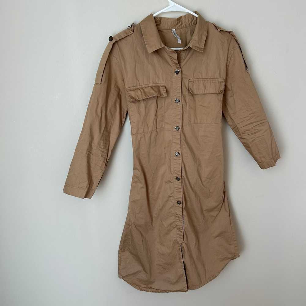 Zara TRF Collection Tan Button Down Shirt Trench … - image 3