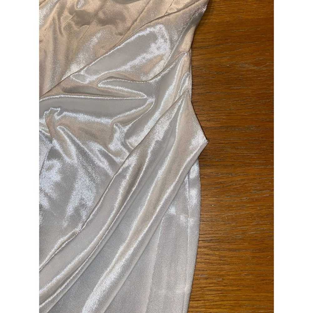 White Satin Cowl Neck Slip Dress With Criss Cross… - image 4