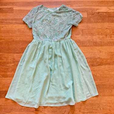 ASOS green sequin knee length a-line short sleeve 