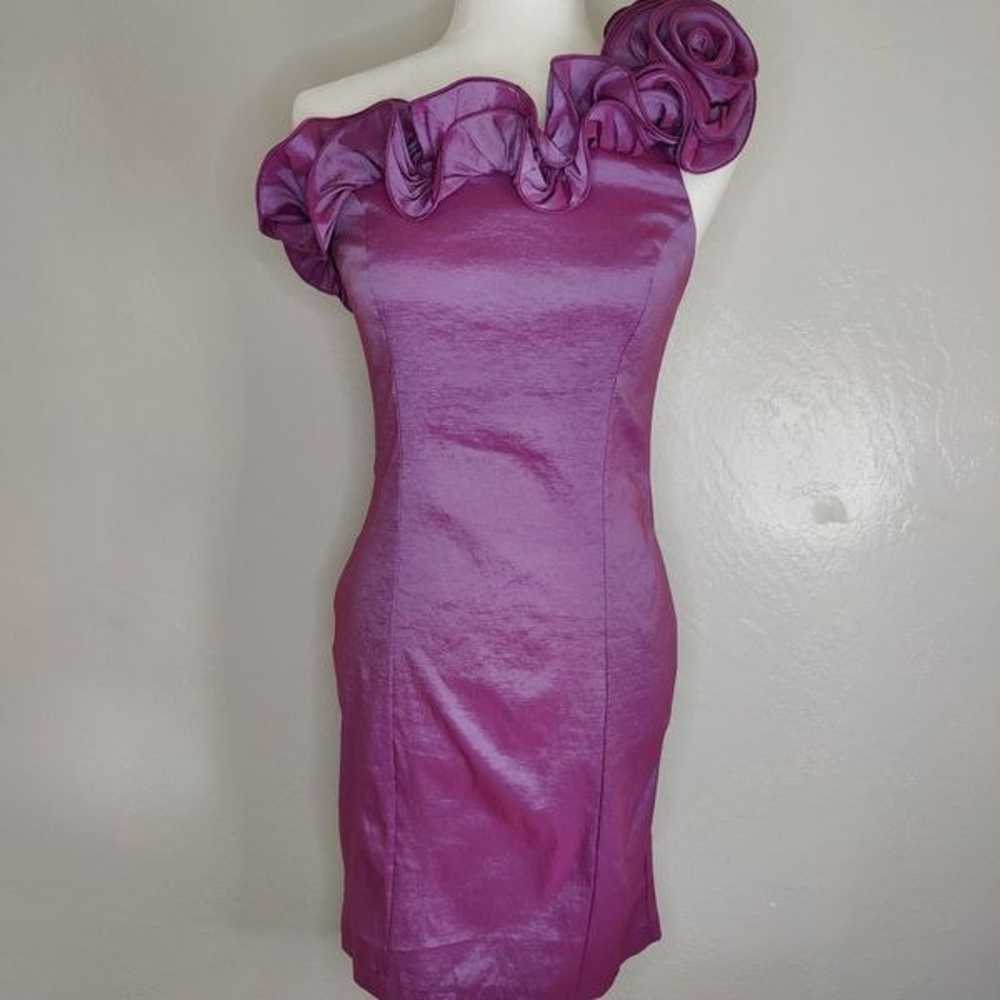 Arden B Purple Bodycon Ruffles Cocktail Dress - image 2