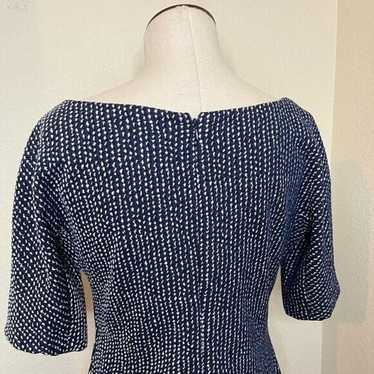 Maggy London Knit Sheath Dress Blue Black and Whi… - image 1