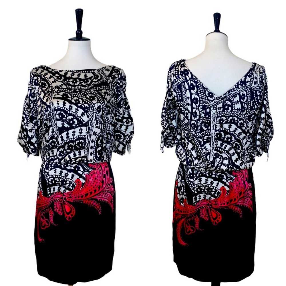 White House Black Market WHBM Black Pink Paisley … - image 12