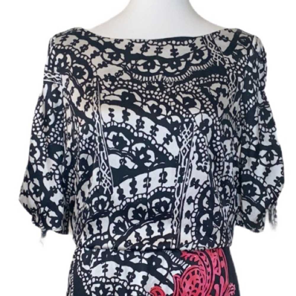 White House Black Market WHBM Black Pink Paisley … - image 5