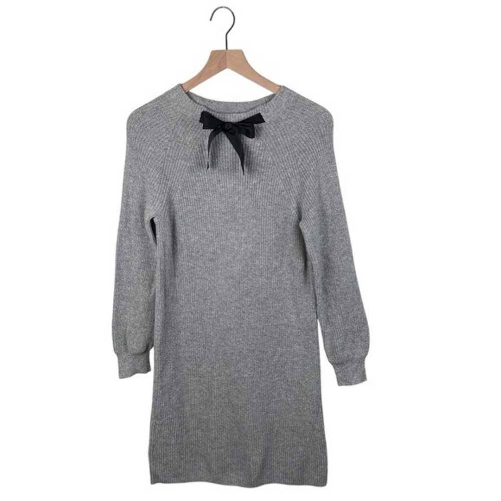 J. Crew Mercantile Bow Neck Sweater Dress Grey Wo… - image 3