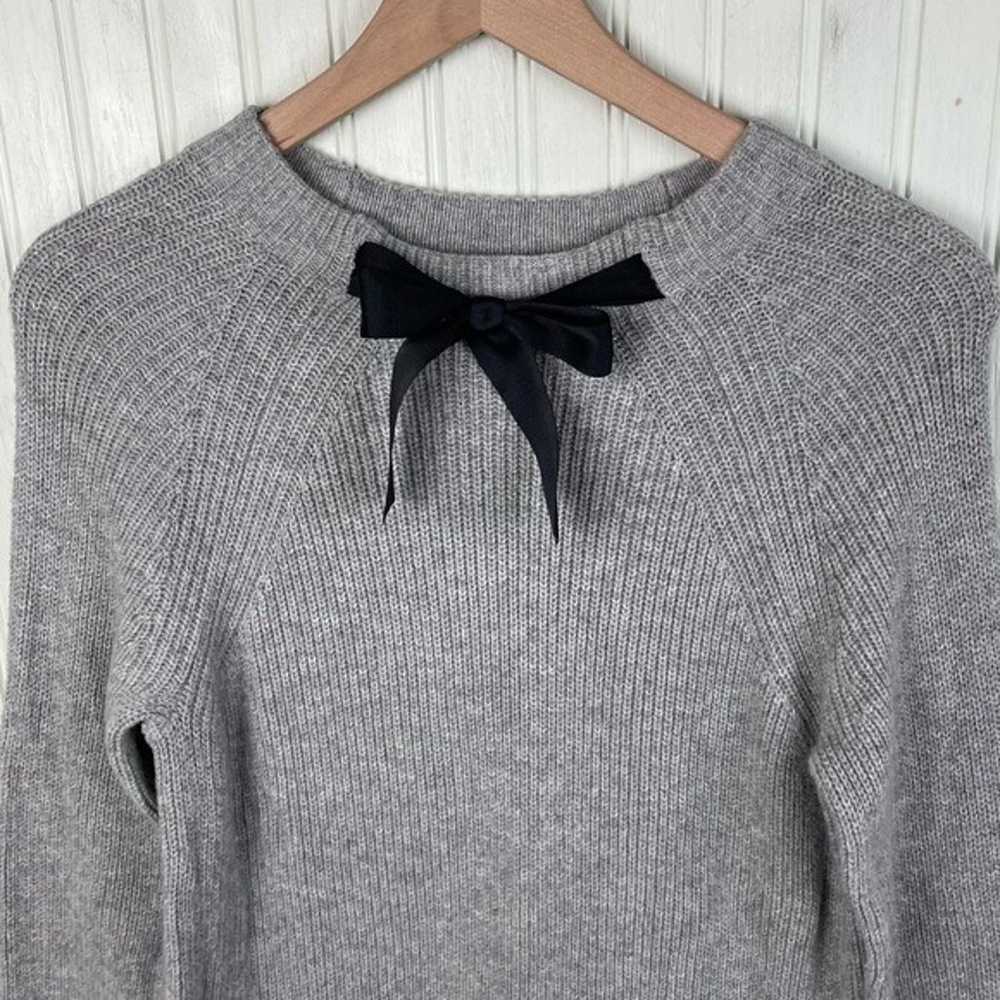 J. Crew Mercantile Bow Neck Sweater Dress Grey Wo… - image 5