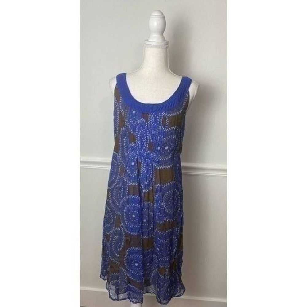 Tory Burch Dress 8 Blue Paisley Silk Sleeveless S… - image 1