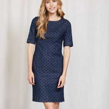 Boden Freya Dress Women's Sz 8 Blue Polka Dot Den… - image 1