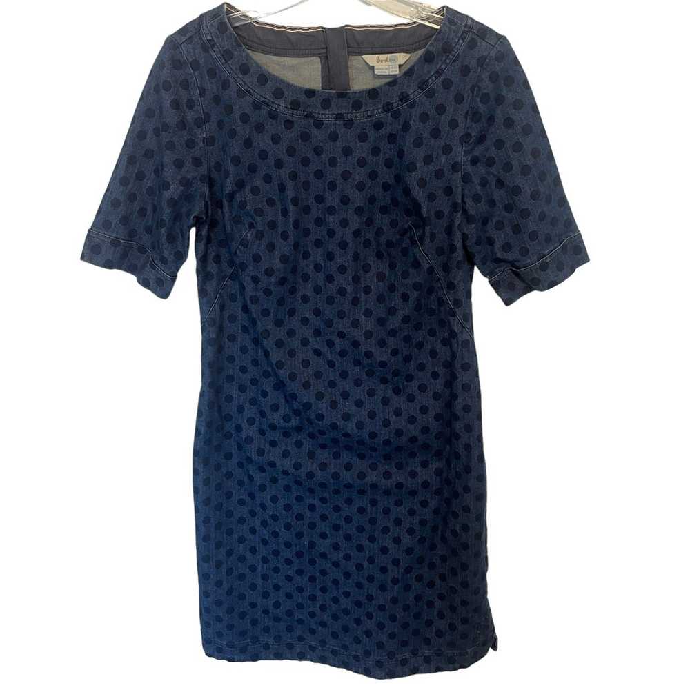 Boden Freya Dress Women's Sz 8 Blue Polka Dot Den… - image 2