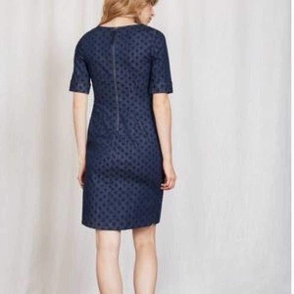 Boden Freya Dress Women's Sz 8 Blue Polka Dot Den… - image 5