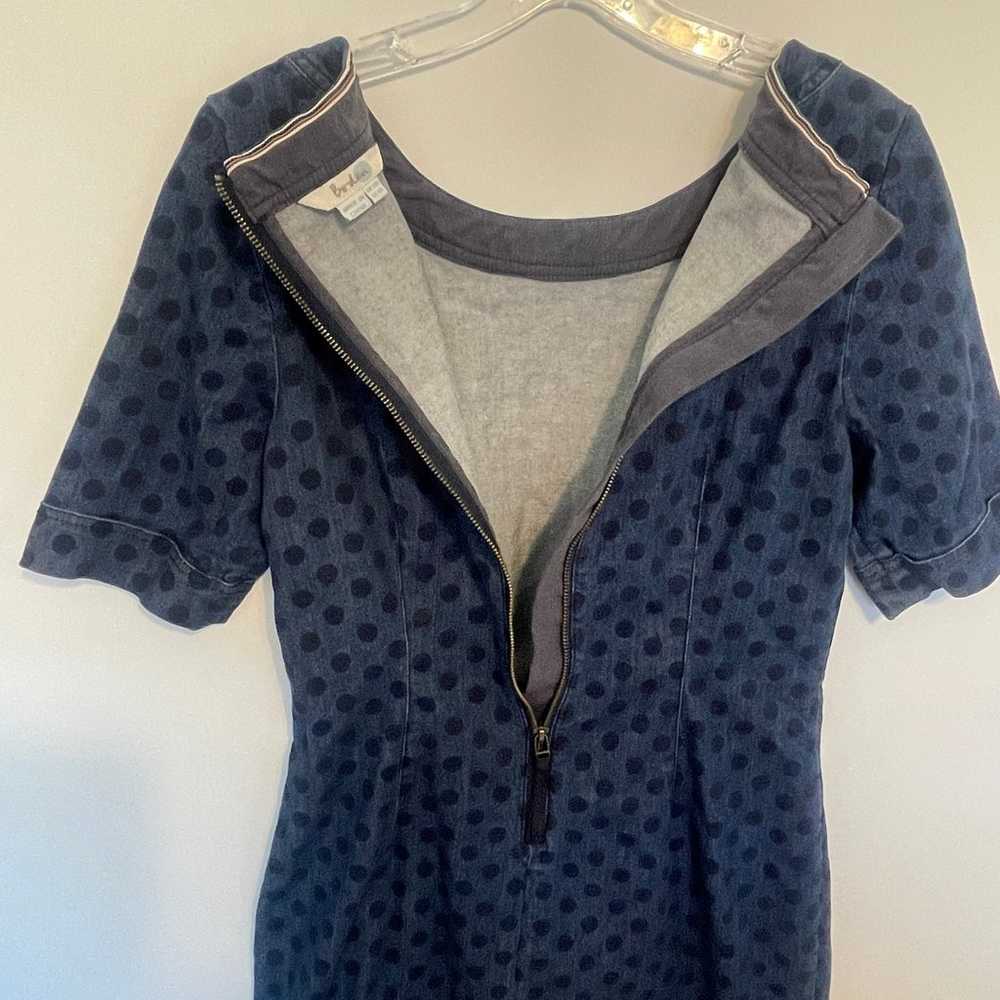 Boden Freya Dress Women's Sz 8 Blue Polka Dot Den… - image 8