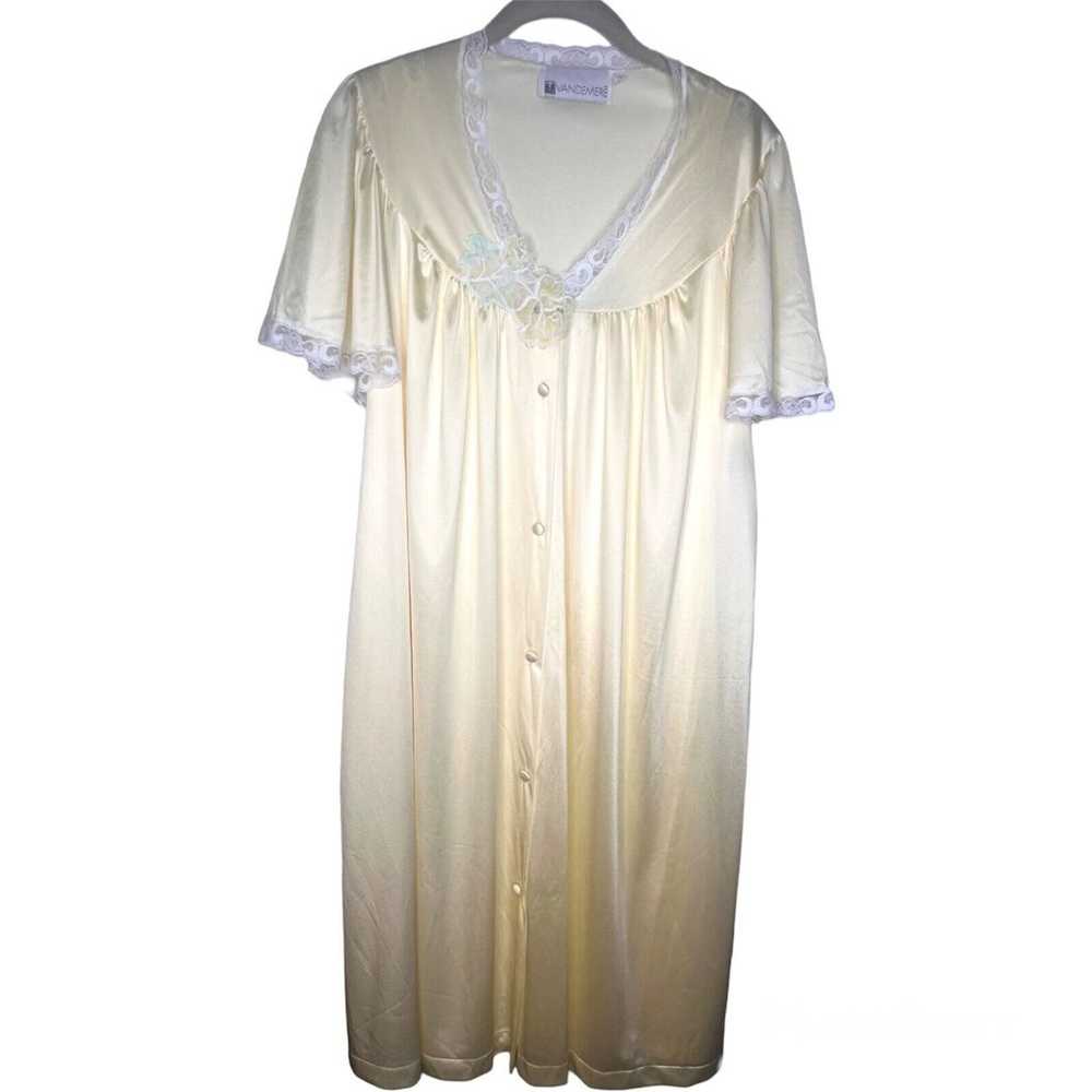 Vandemere Vintage Yellow Satin Lace Nightgown Pei… - image 1