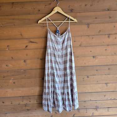 Gap Linen Blend Button Front Cami Maxi Dress Beige