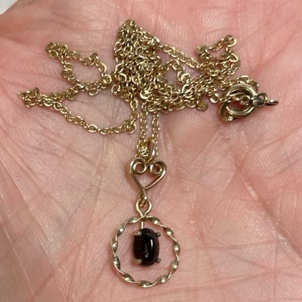 Vintage Krementz Garnet 14k Necklace - image 2