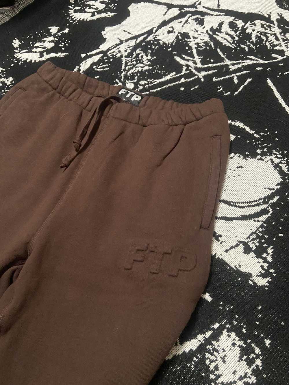 Fuck The Population FTP Embossed Sweatpants Brown - image 3