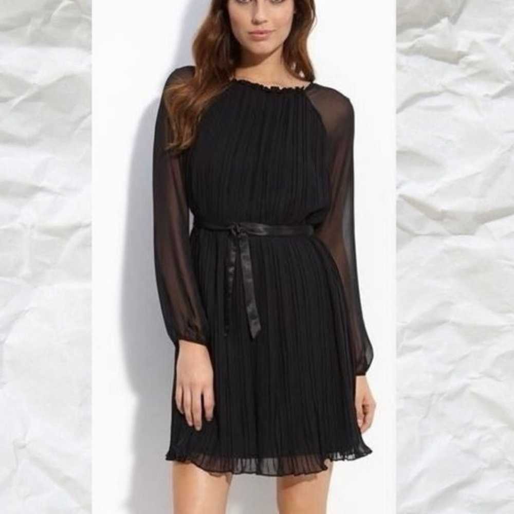 Aidan Mattox Black Pleated Chiffon Long Sleeve Ti… - image 2