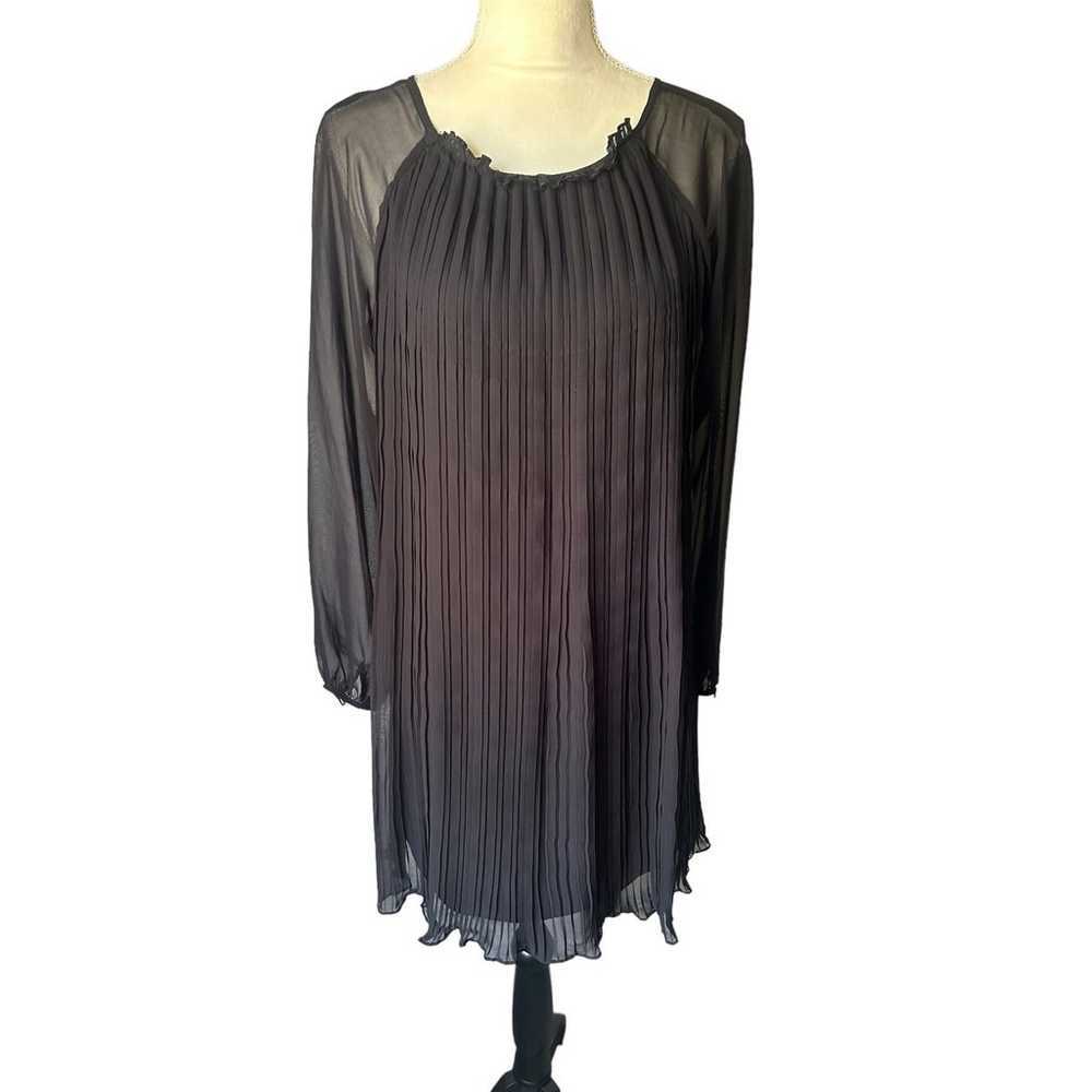 Aidan Mattox Black Pleated Chiffon Long Sleeve Ti… - image 4