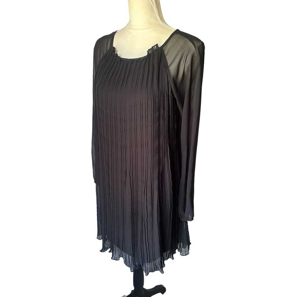 Aidan Mattox Black Pleated Chiffon Long Sleeve Ti… - image 5