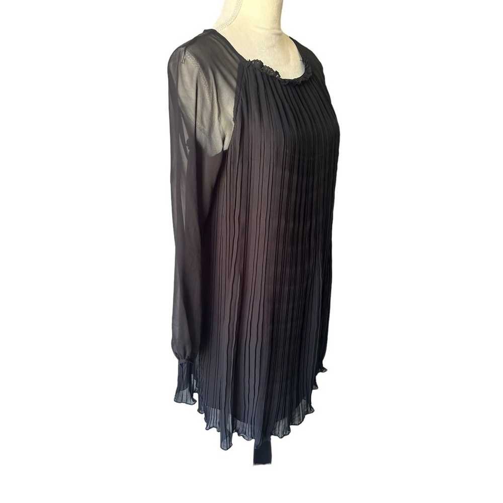 Aidan Mattox Black Pleated Chiffon Long Sleeve Ti… - image 7