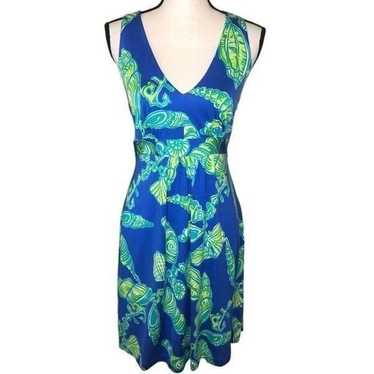 Lilly Pulitzer Blue and Green Coastal, Beachy Silk