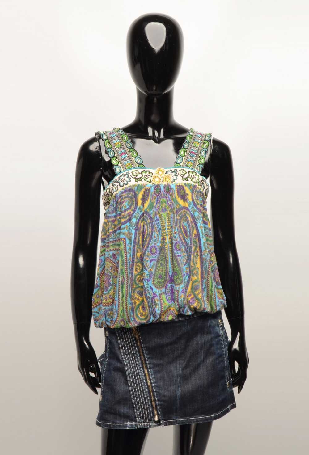 Free People Free People Y2K Boho Paisley Blouse T… - image 1