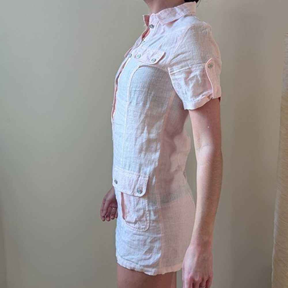 Light Pink 100% Linen Shirt Dress Size S - image 2