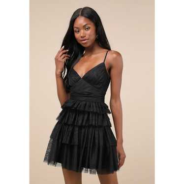 New Lulus Special Poise Black Tulle Pleated Tiered