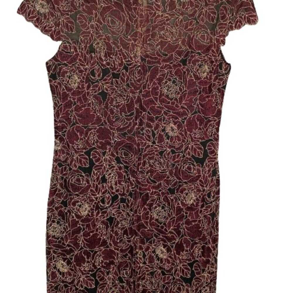 Tadashi Shoji Rose Motif Sheath Dress Size 10 Bur… - image 11