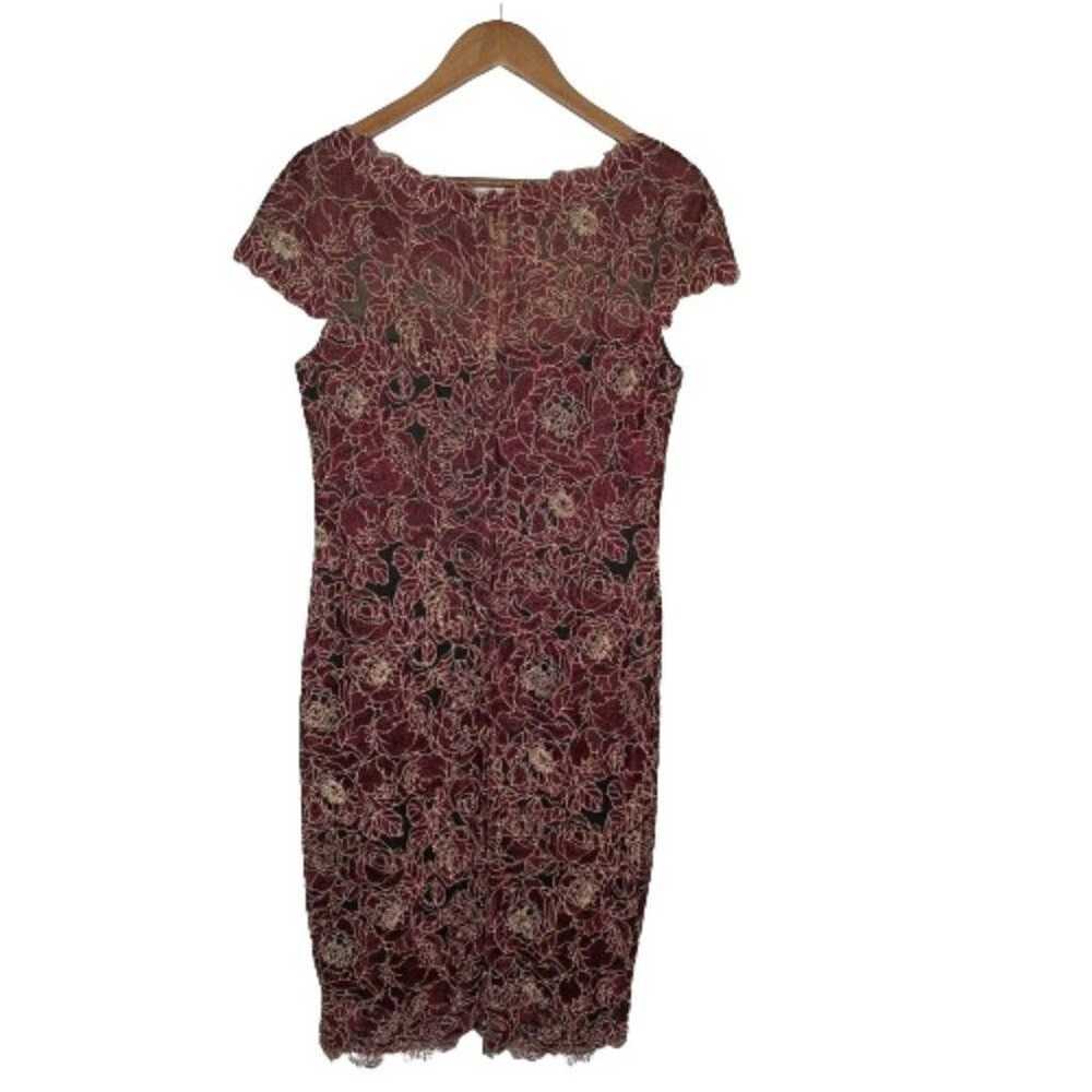 Tadashi Shoji Rose Motif Sheath Dress Size 10 Bur… - image 9