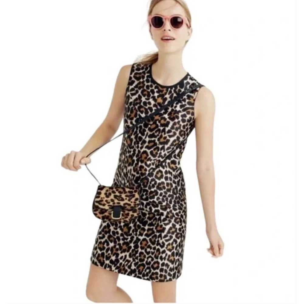 J.Crew Leopard Print Dress Size 8 Sleeveless Shif… - image 3