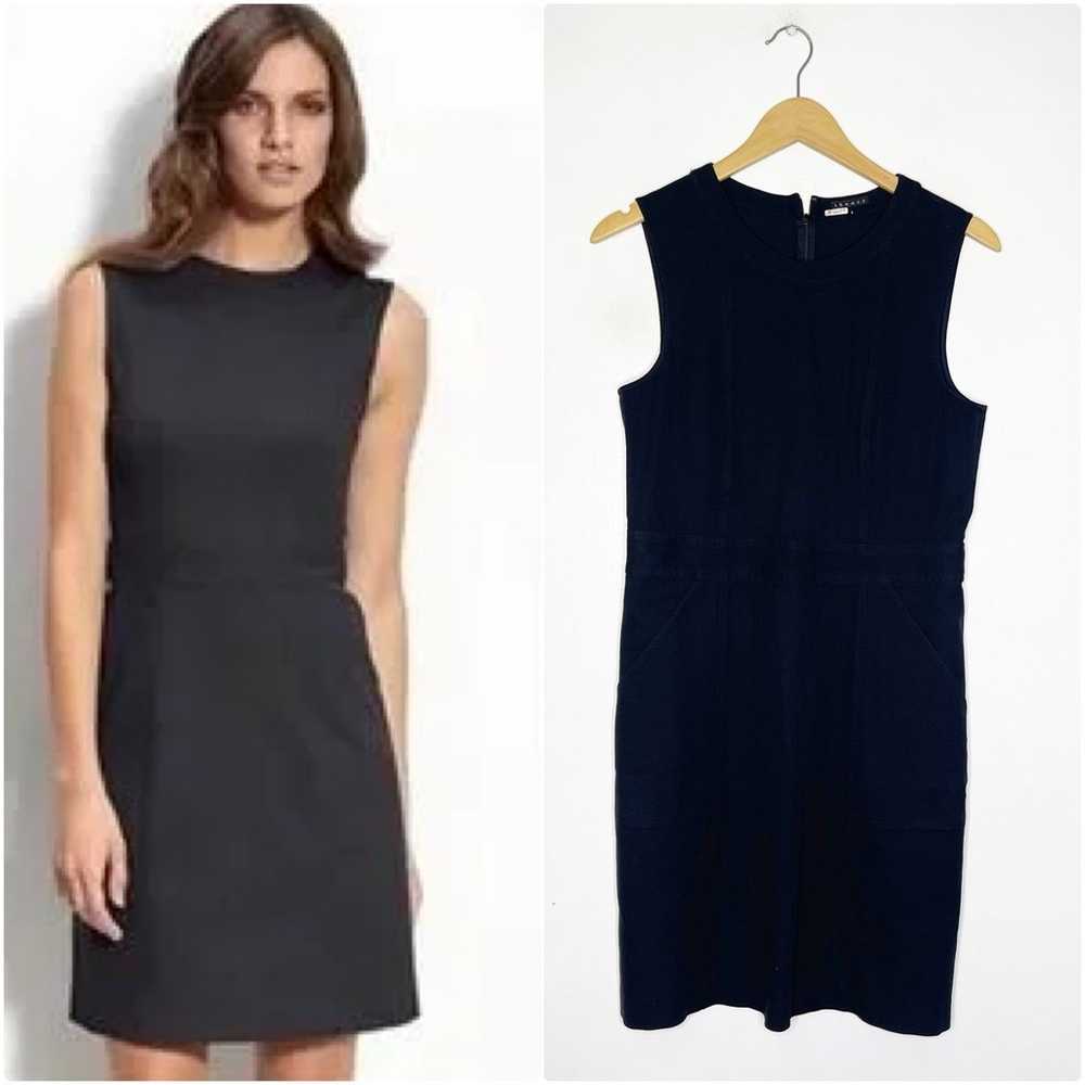 Theory Black Brylen bi Stretch Sheath Dress Size 8 - image 1