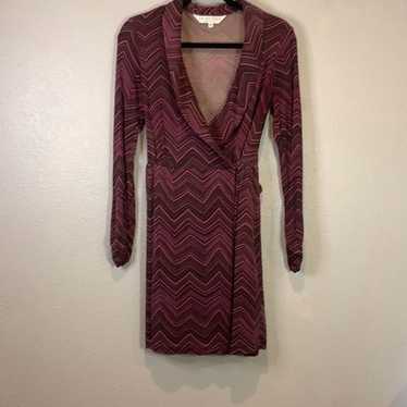 Trina Turk silk brown and pink chevron pattern dr… - image 1