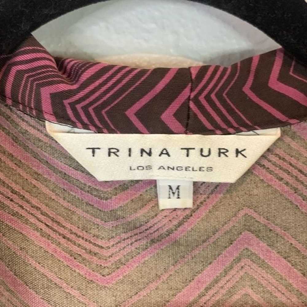 Trina Turk silk brown and pink chevron pattern dr… - image 3