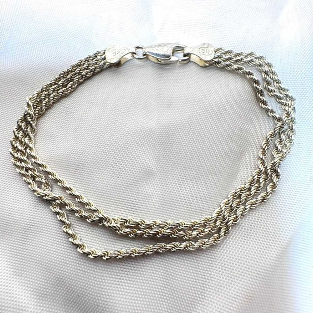 VTG Solid Sterling Silver 925 Triple Strand Rope … - image 1