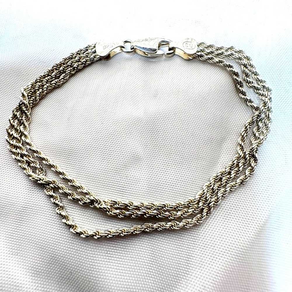 VTG Solid Sterling Silver 925 Triple Strand Rope … - image 2