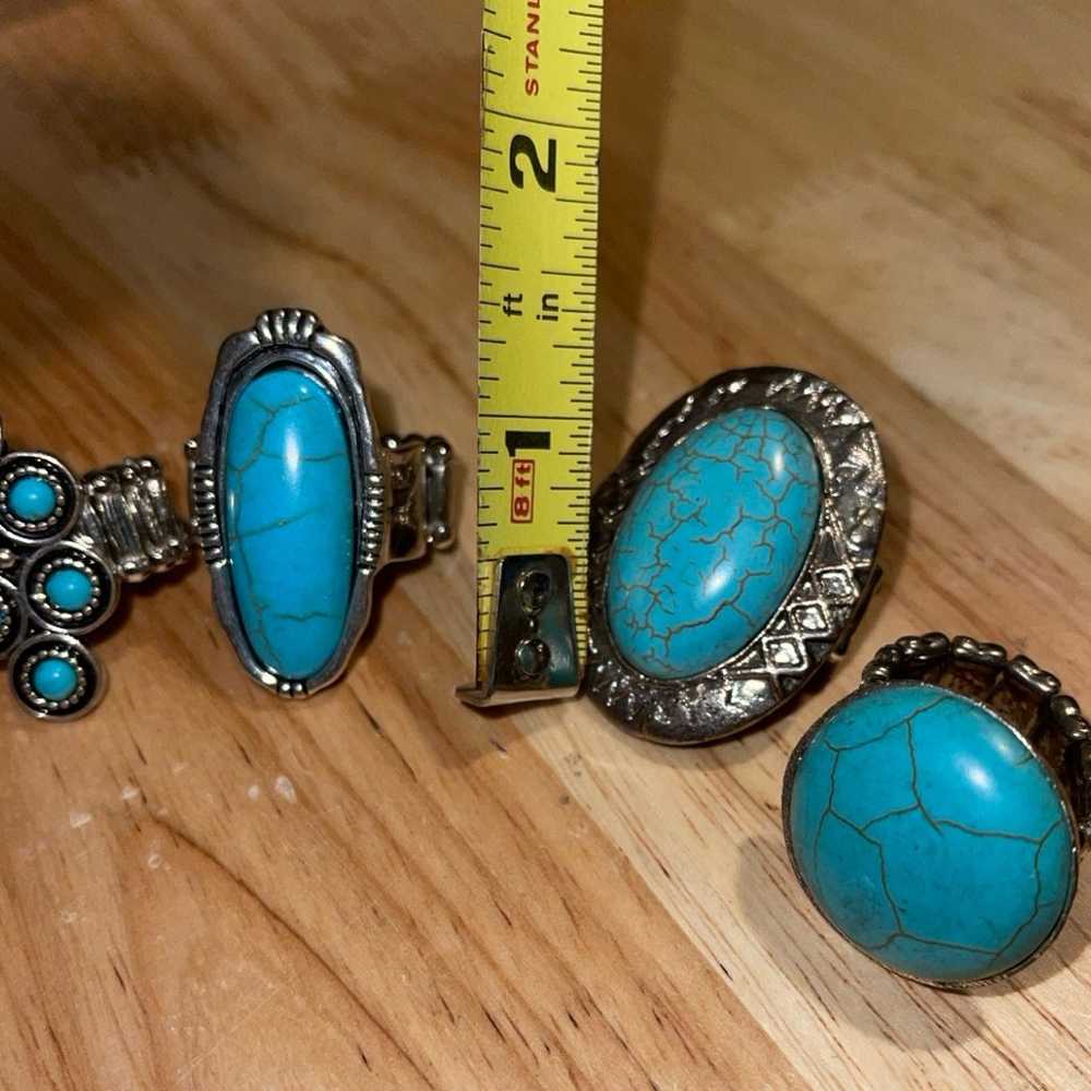 5 large cabochon turquoise rings - image 2