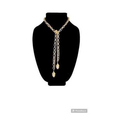 Vintage gold toggle tassel necklace - image 1