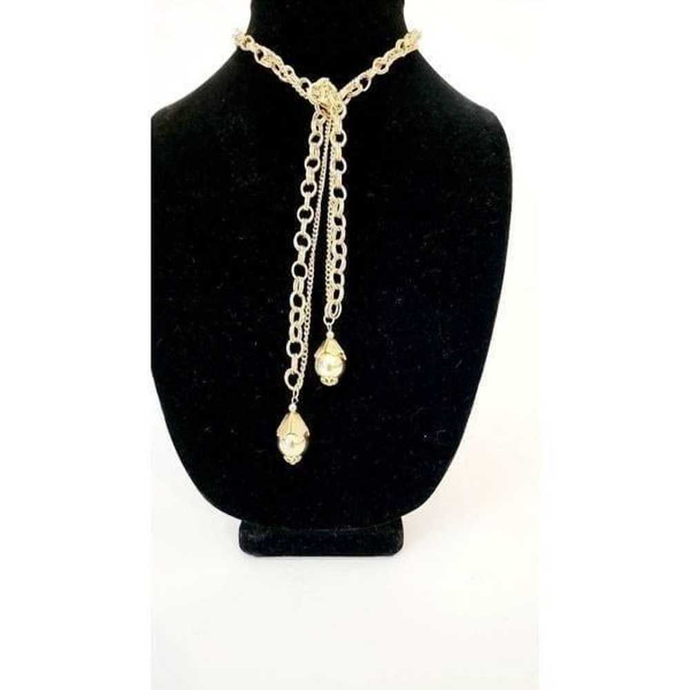 Vintage gold toggle tassel necklace - image 2