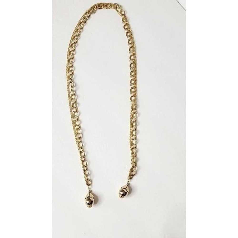 Vintage gold toggle tassel necklace - image 6