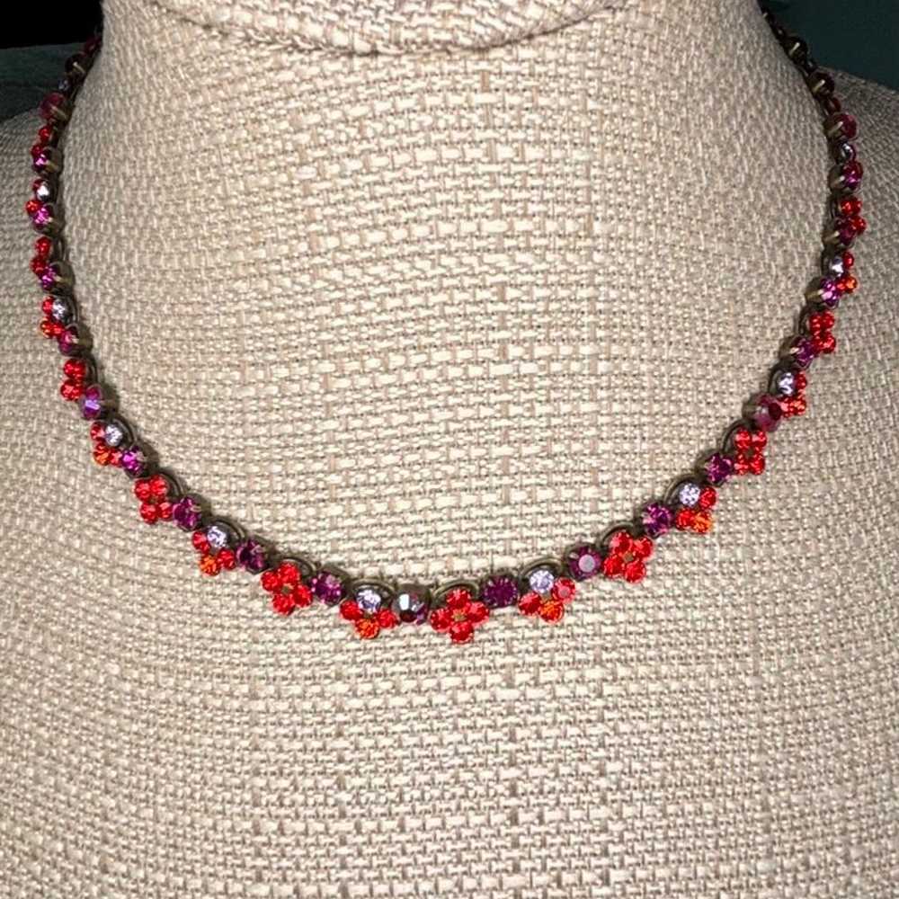 Sorrelli Red Pink Swarovski Crystal Necklace - image 4